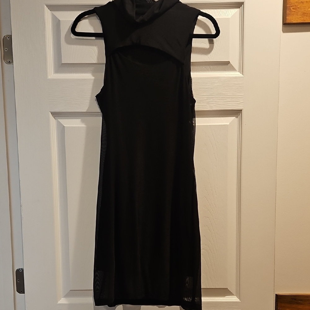 Bar III Black Sleeveless Cowl Neck Sheath Dress